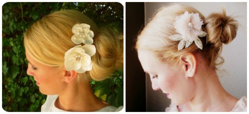 Flowers in hair wedding, what could be more romantic? Photo: Chia Accessories Flowers in her hair instead of the usual veil. Photo: Chia Accessories